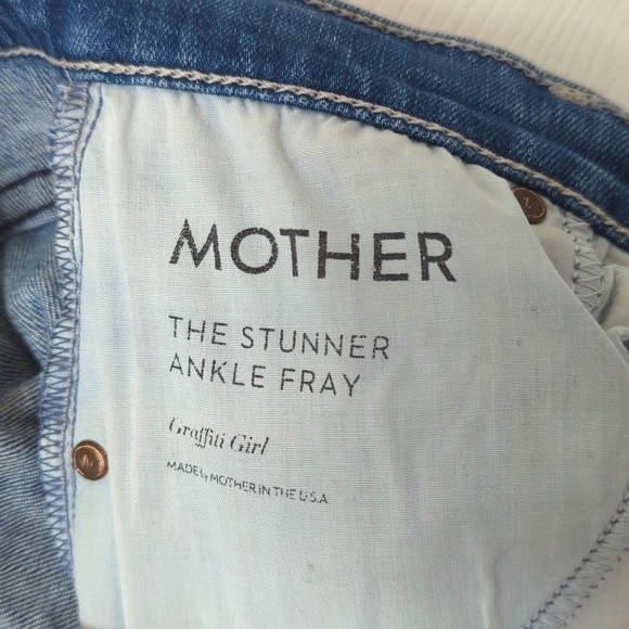Mother The Stunner Graffiti Girl High Waisted Cropped Ankle Fray Skinny Jeans 25 - Picture 9 of 16